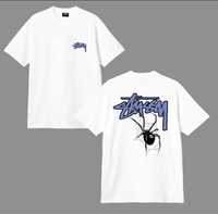 Мужская футболка Stussy Spider унисекс Стусси с пауком 8 Ball белая