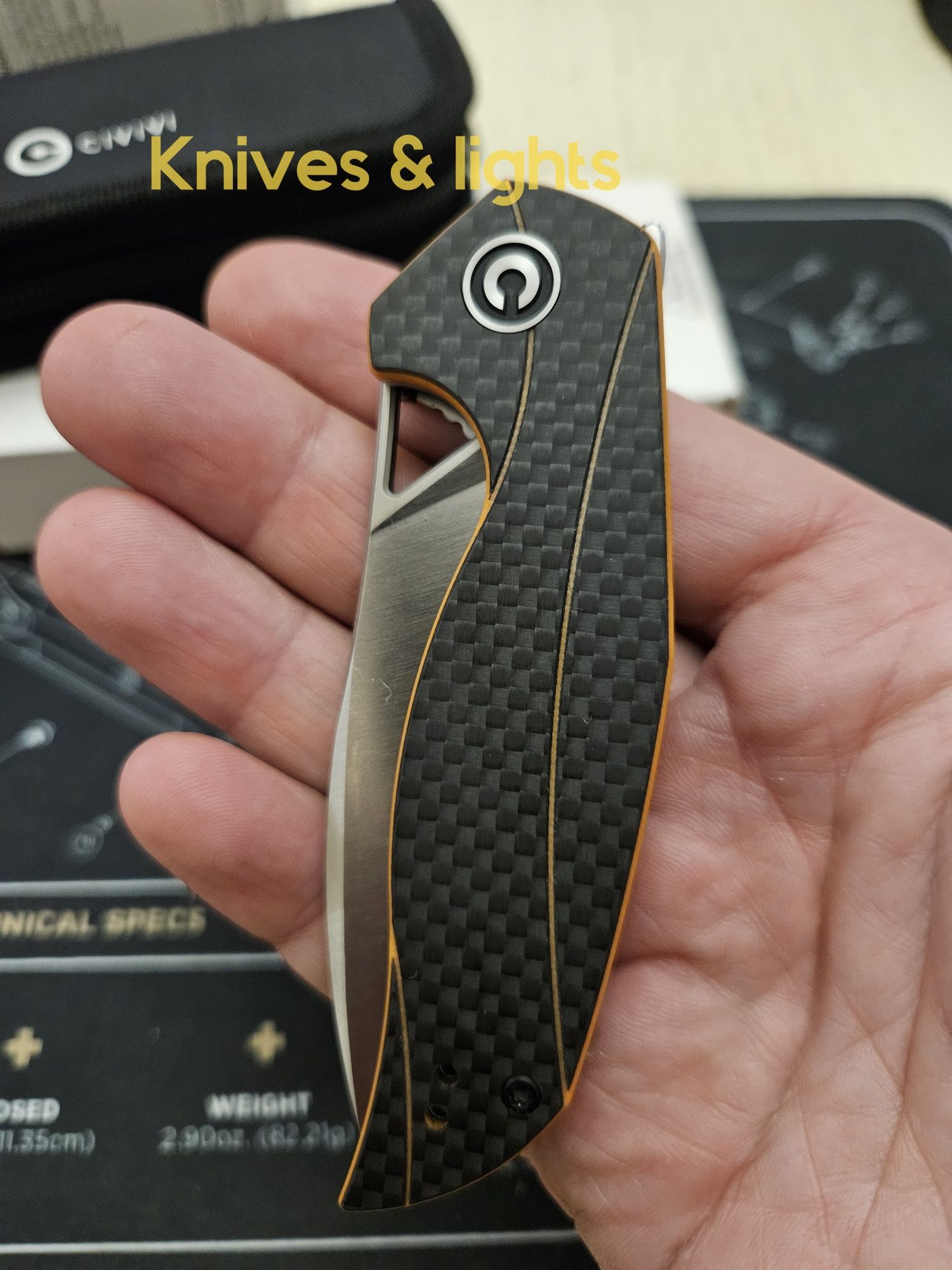 Civivi Anthropos, ніж на D2, orange G10/Carbon