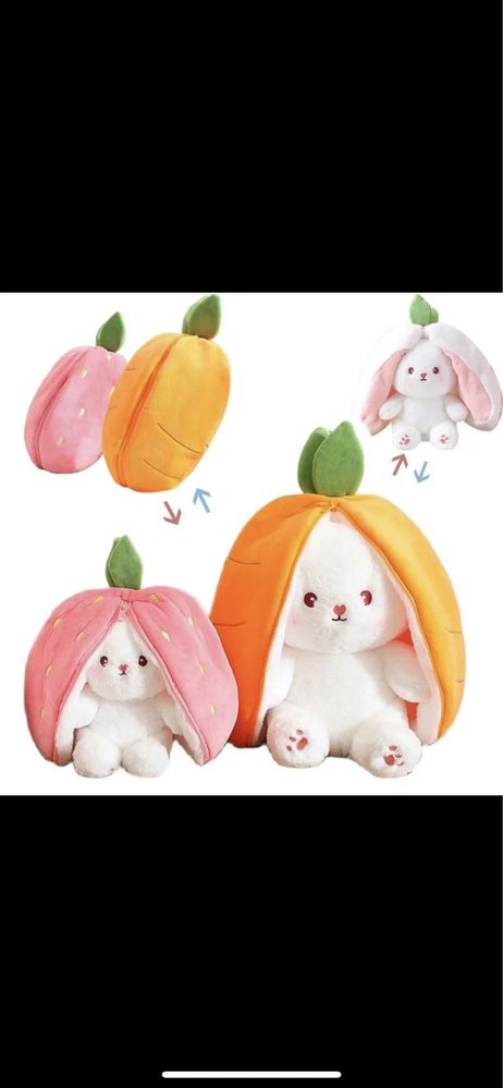 Мягкая игрушка для детей кролик клубничка морковка