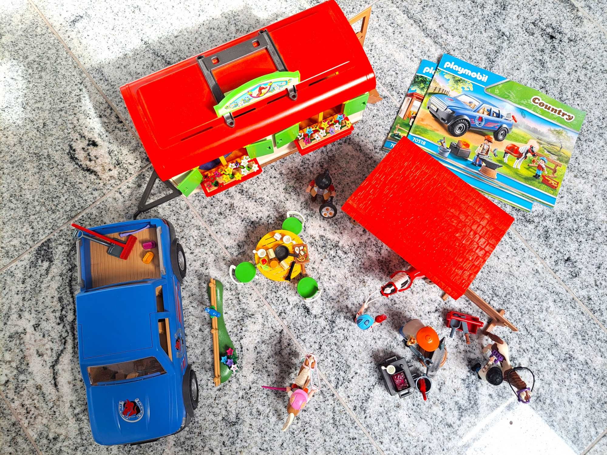 PLAYMOBIL 70510 i 70518 Konie, kowal, przyczepa kempingowa