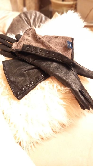 Перчатки кожаные, длинные