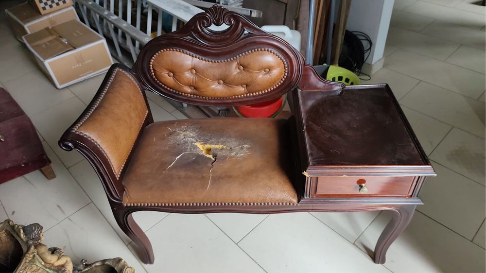 Namoradeira / Movel telefone antigo com cadeira - vintage