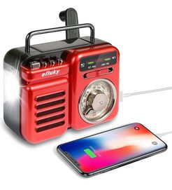 Radio przenośne Efluky retro Bluetooth dynamo z korbą solar led SOS.