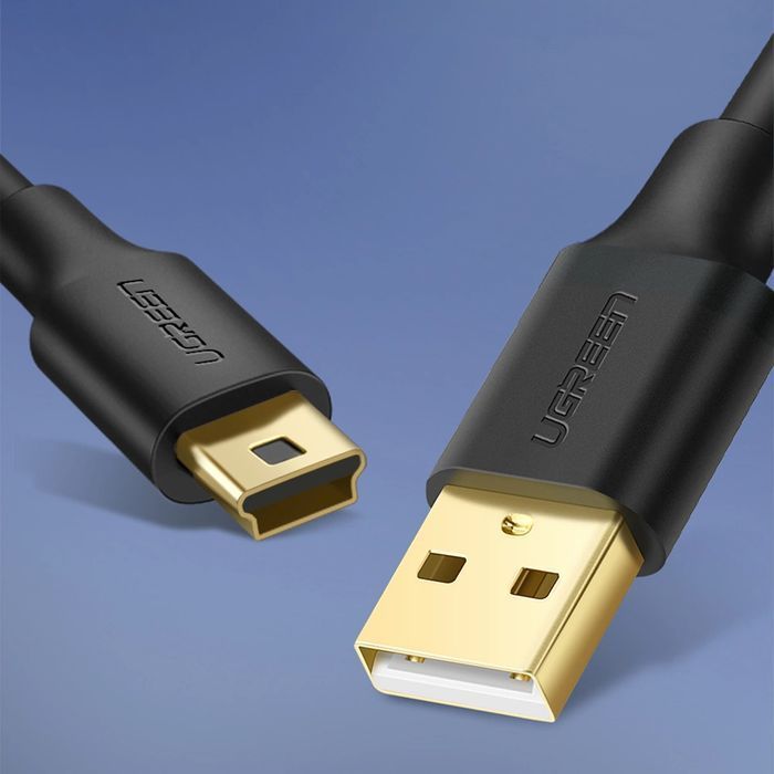 Ugreen 5-pinowy pozłacany kabel USB - mini USB 0,25m czarny (US132)