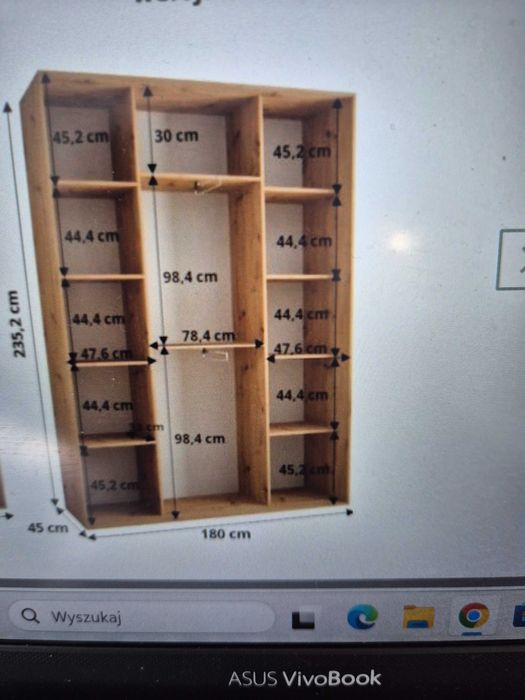 Szafa przesuwna garderoba wysoka LANKO 2 dł 180 wys 235,2 gł 45 cm