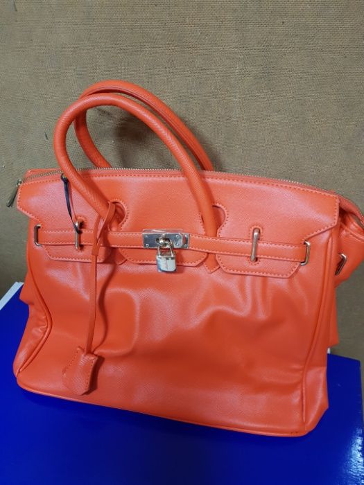 torba torebka ala skóra ala skórzana damska pomarańczowa
