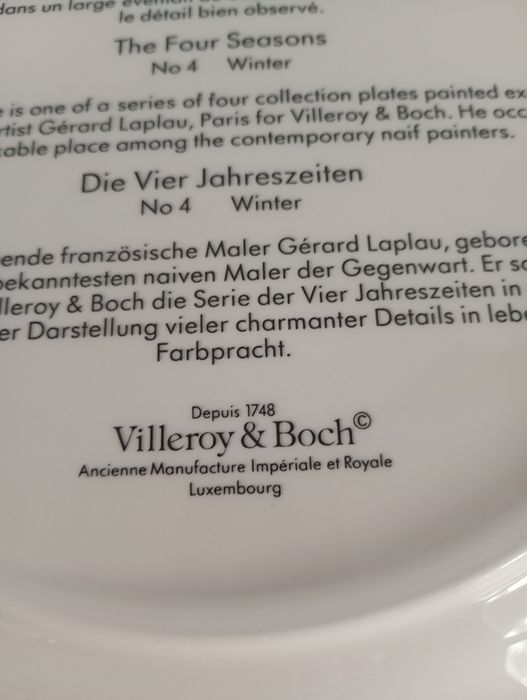 Talerz Villeroy Boch kolekcjonerski 4 pory roku