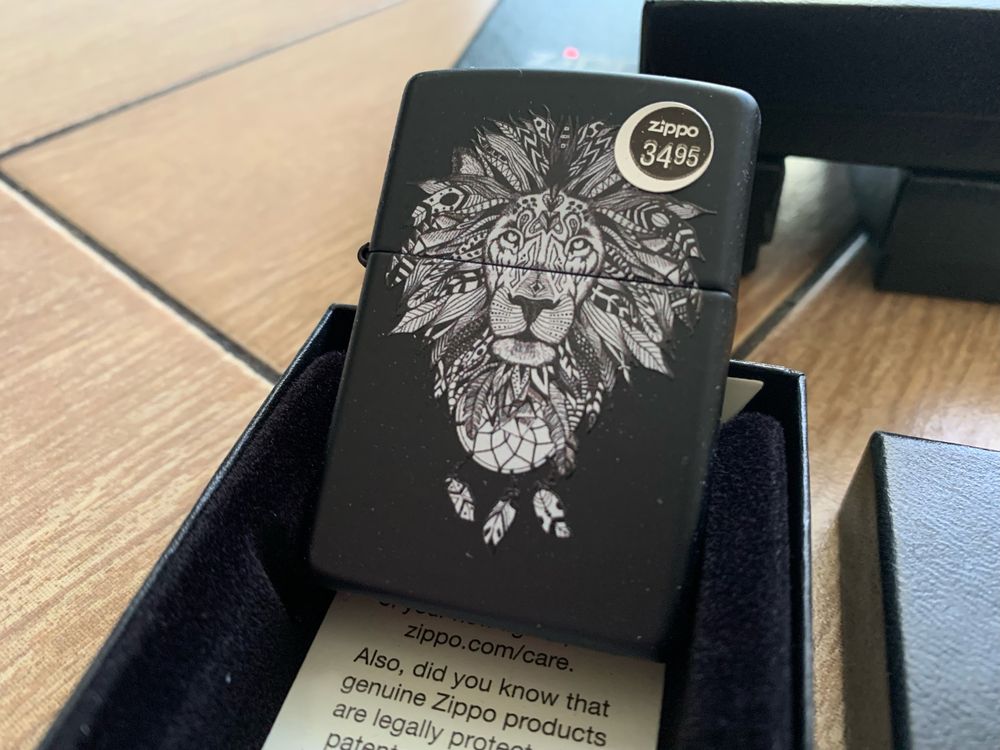 Зажигалка Zippo Lion Aztec Artwork Black Matte.