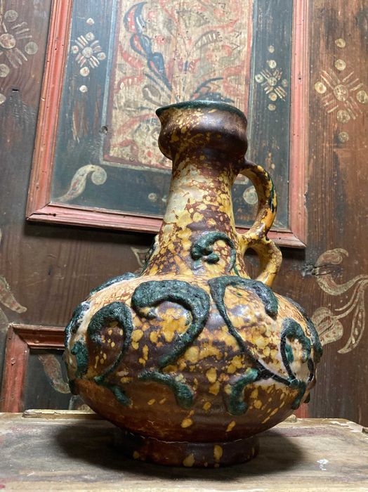 Duży ciekawy ceramiczny wazon z połowy wieku, NRD lata 60.