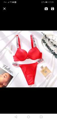 Victoria's Secret komplet bielizny 75B Kolor czerwony