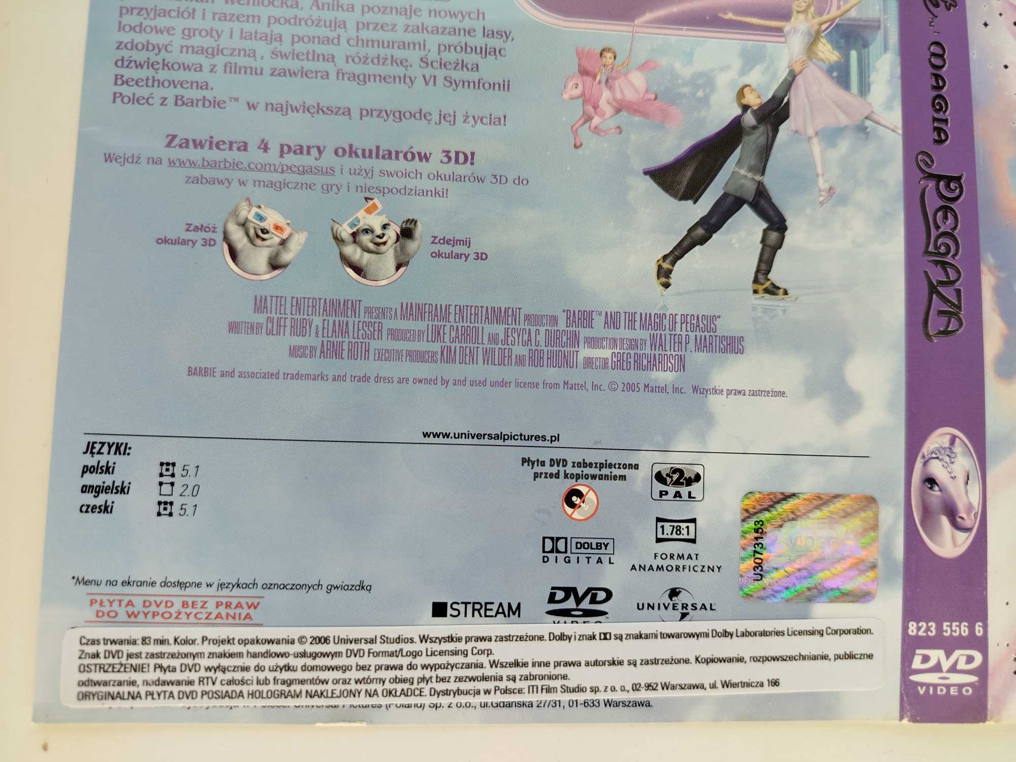 Barbie Magia Pegaza DVD 3D dla dzieci