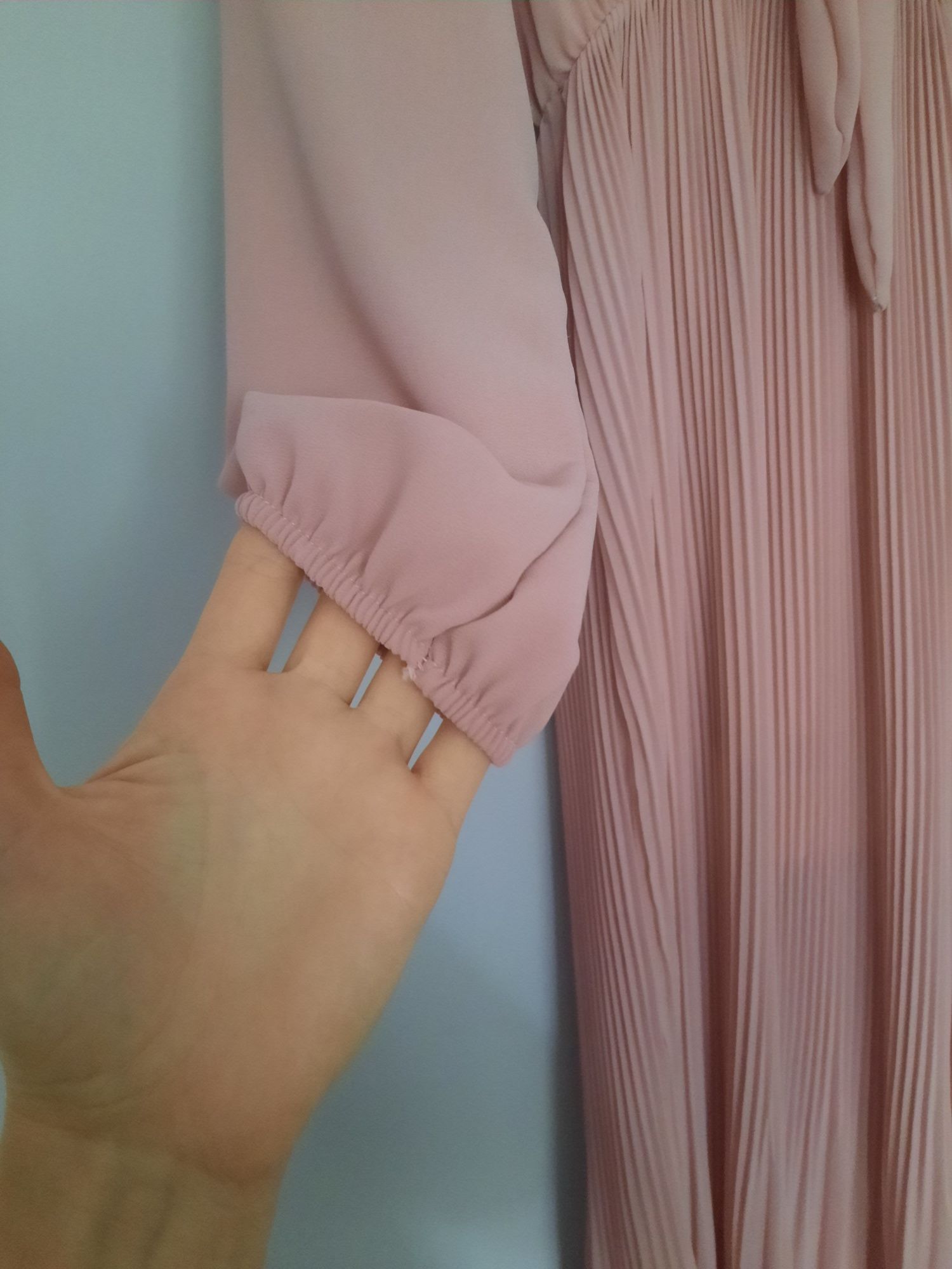 Sukienka uniwersalny rozmiar brudny róż s-xl na gumce ciążowa plisowa