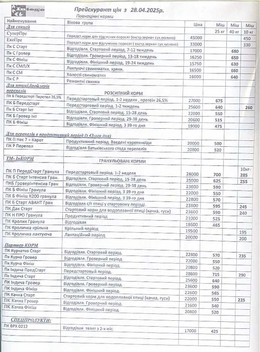 Комбікорм для свиней холостих та супоросних. 40 кг