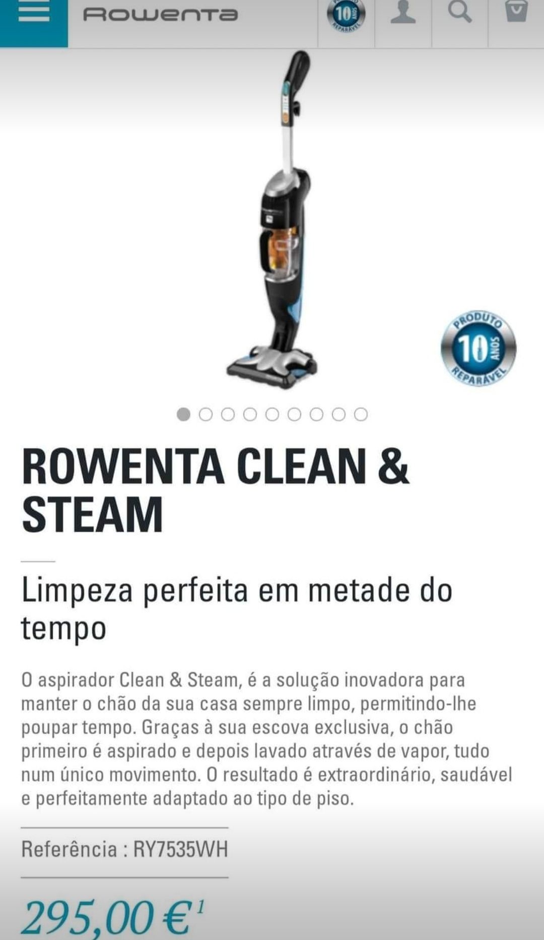 Aspirador vertical

ROWENTA CLEAN & STEAM