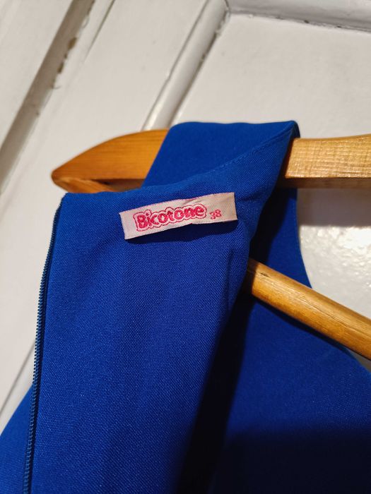 Кружевное синее платье Bicotone с юбкой-сеткой на змейке, размер 38