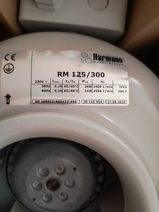 Wentylator kanałowy Harmann RM 125/300 125 mm Nowy