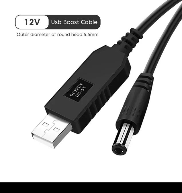 Кабель USB 5v - 12v 5,5*2,1 для роутера от повербанка