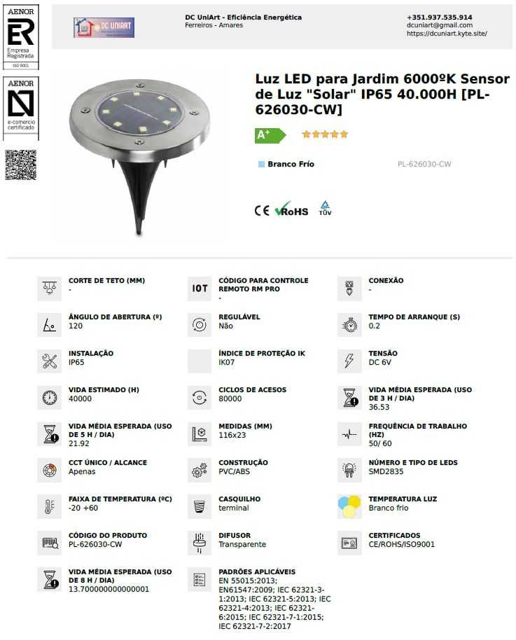 Iluminação LED com Painel Solar em Pino de Jardim