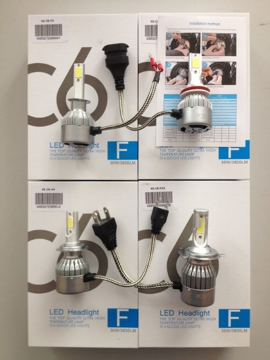 Светодиодние лампы Led C6 H1, H3, H7, H11, H4, туманки цена за пару