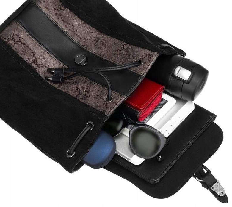 plecak damski ze skóry ekologicznej z klapką - david jones