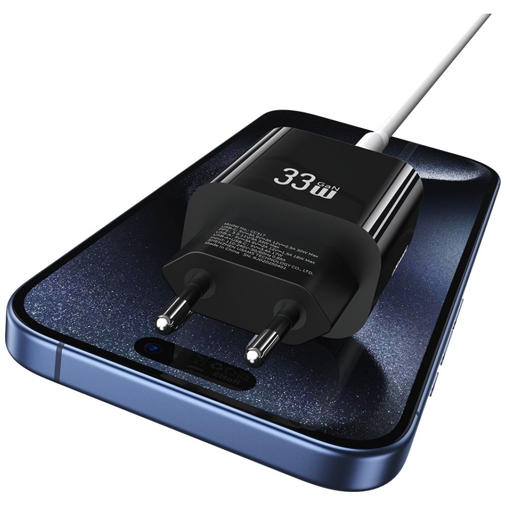 Ładowarka sieciowa USAMS CC317 T65 33W   1xUSB-C 1xUSB-A Fast Charging