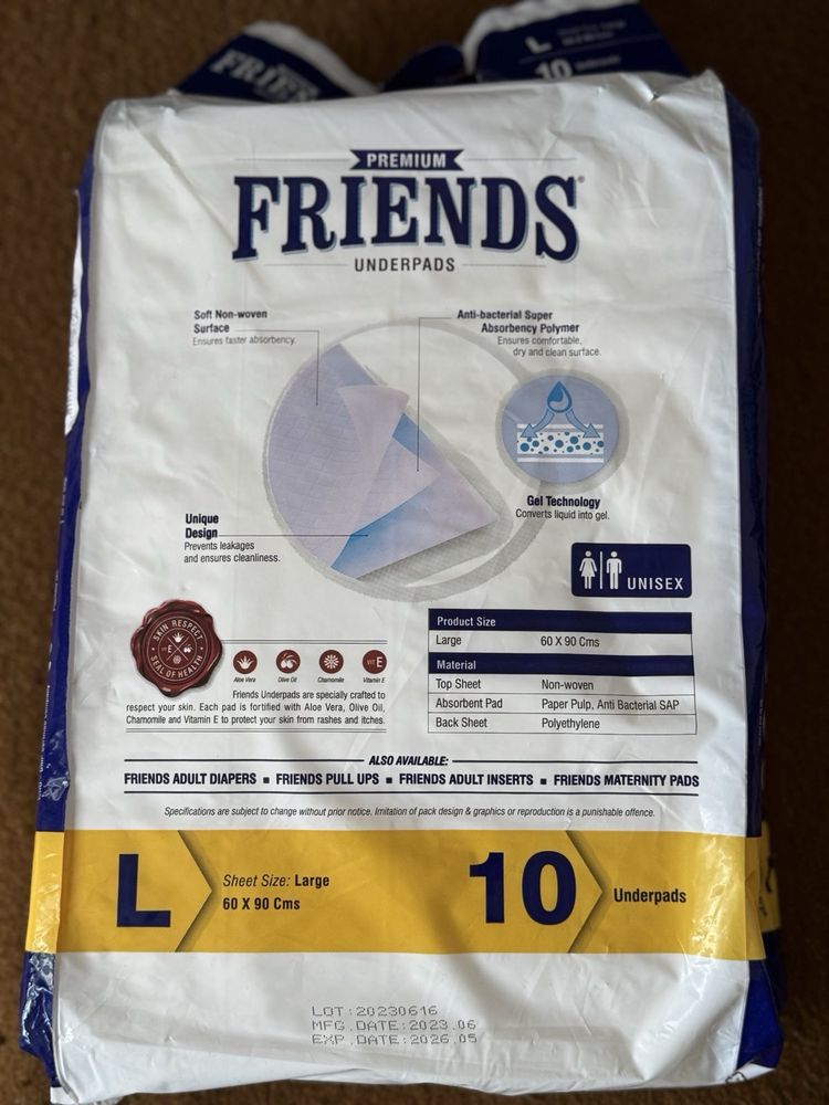 Пеленки одноразові вологопоглинаючі Friends premium 60*90