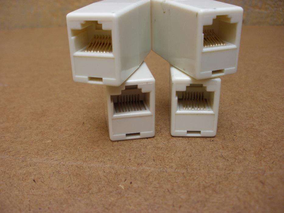 5 Uniões RJ45 - 8 VIAS - creme