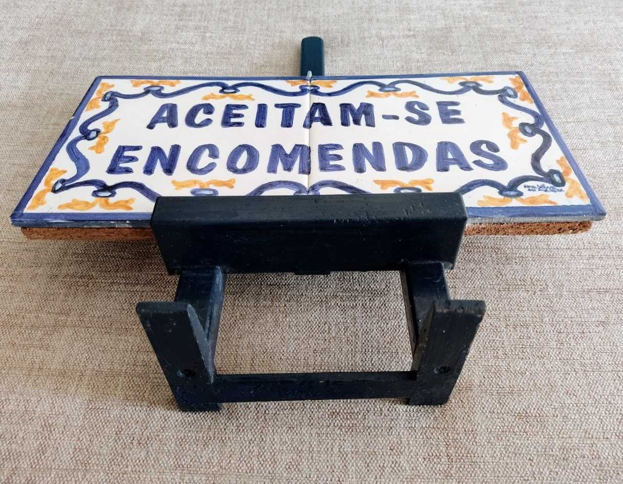 Azulejos pintados à mão placa anúncio de loja