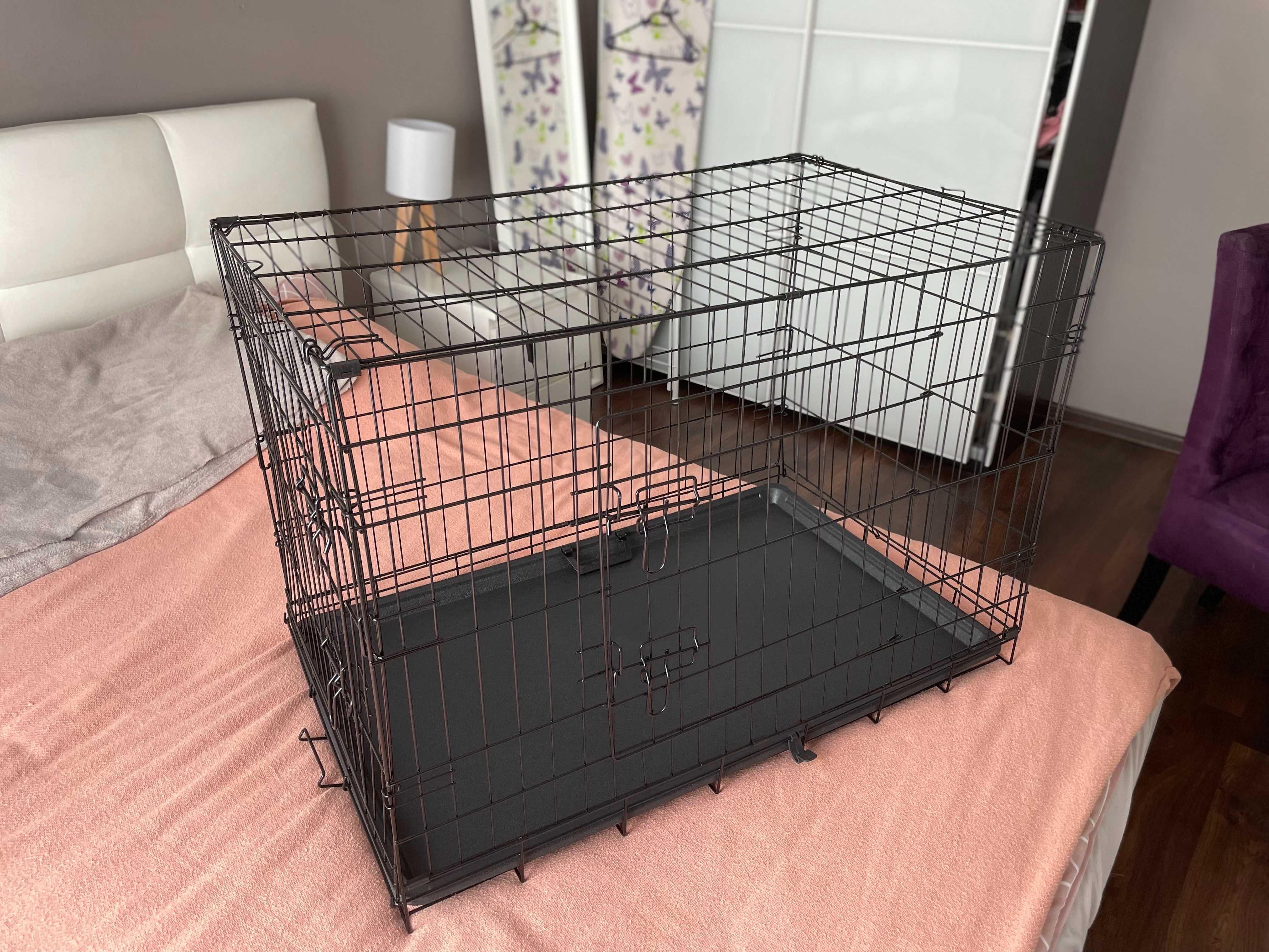 Klatka kennelowa dla psa kojec metalowy XL 91x57x65 cm Solidny