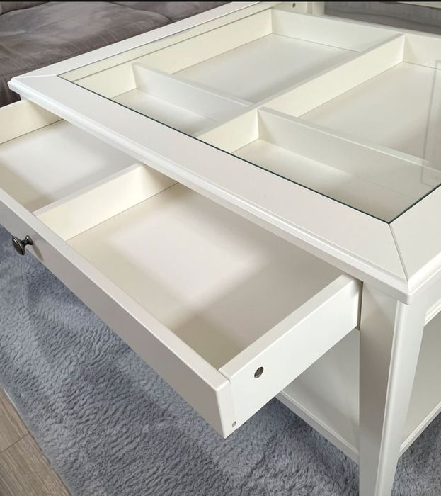 Stolik kawowy ława Ikea Hemnes Liatorp 93x93 szyba