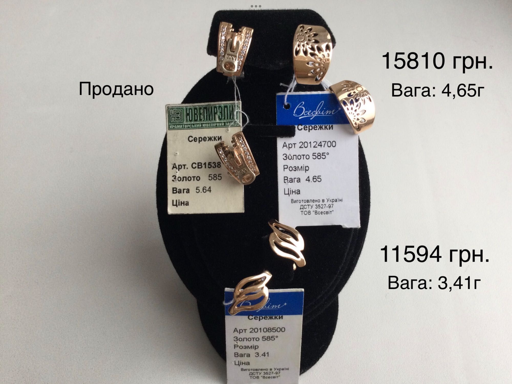 Серьги. Золото 585 пробы. Новые.