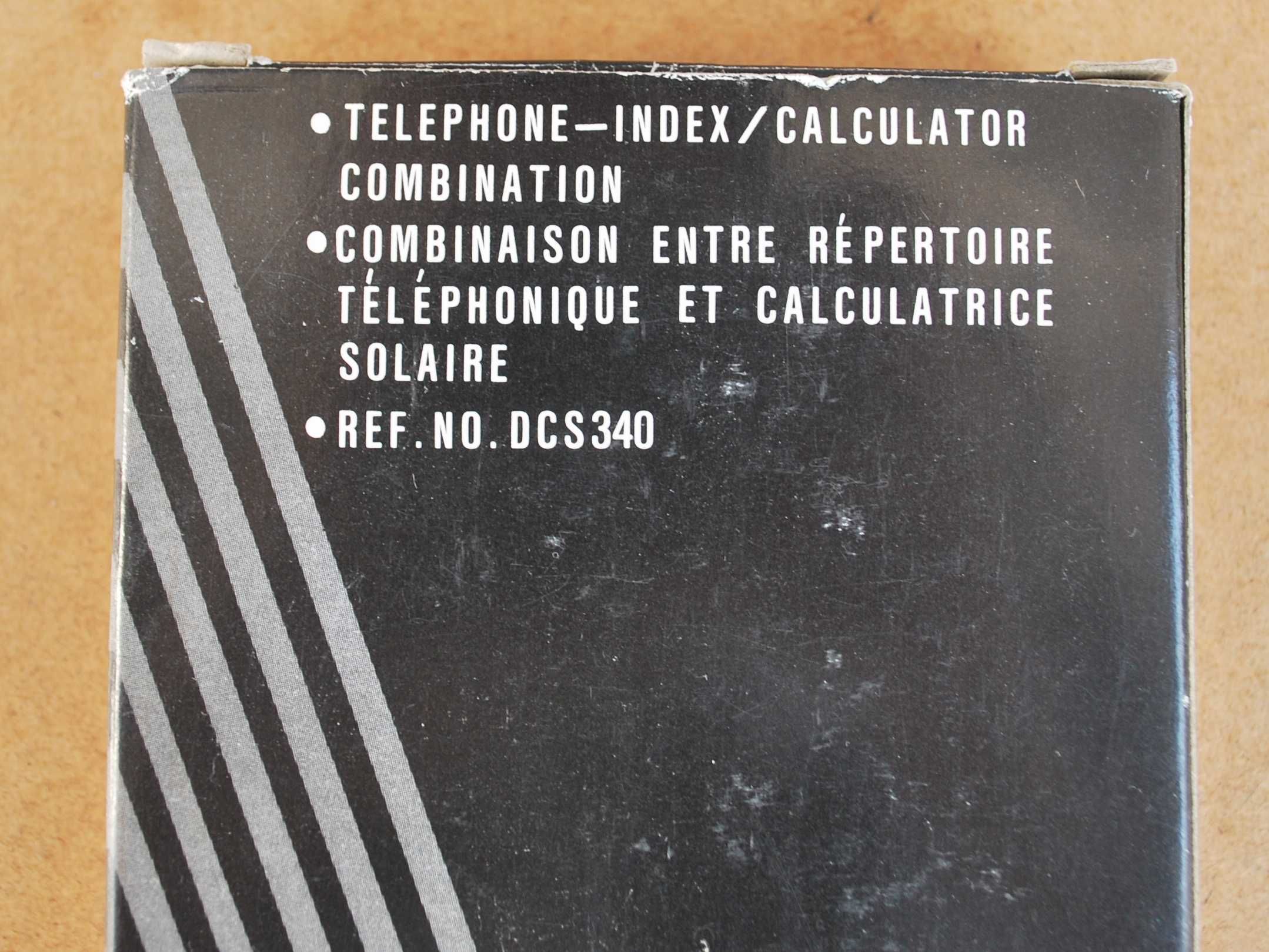 Agenda telefónica com calculadora solar dos anos 80