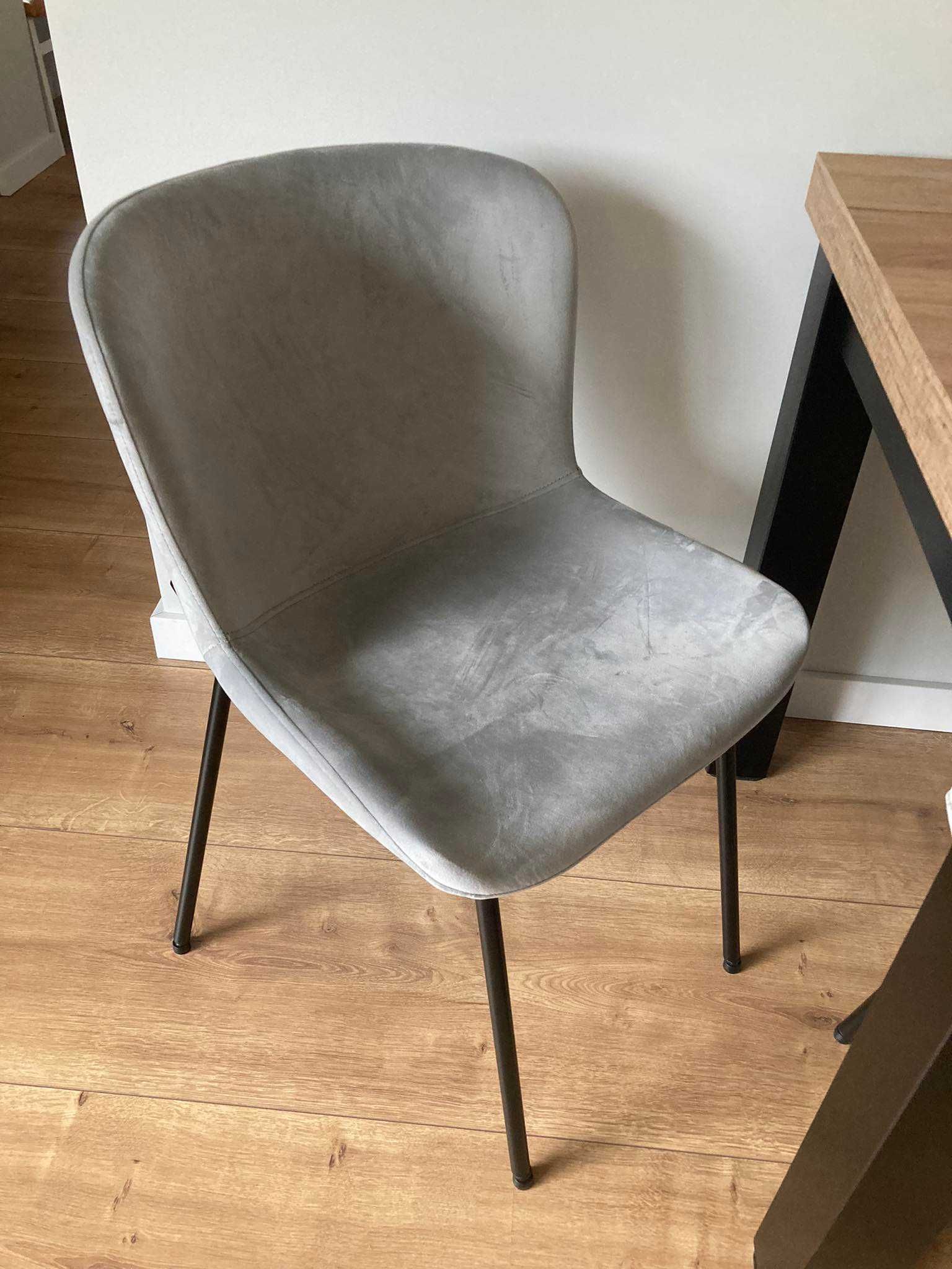 Krzesła komplet do jadalni salonu szare czarne metalowe nogi loft