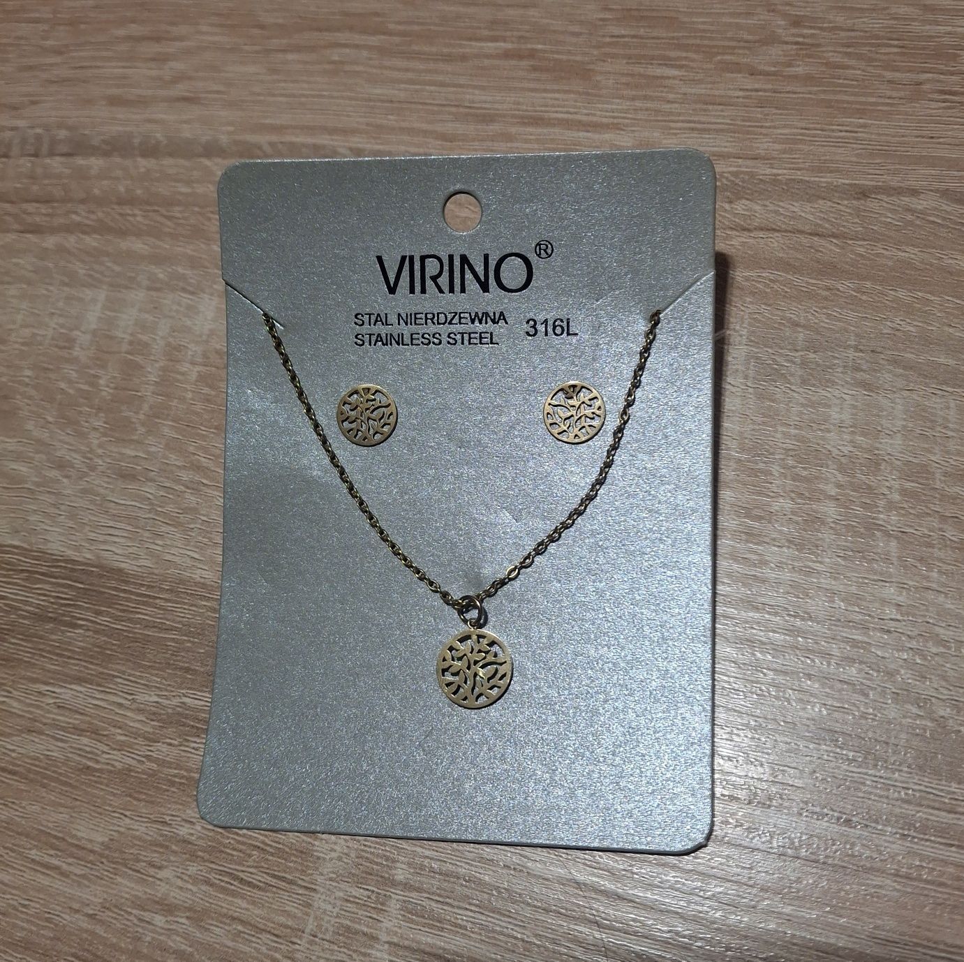 NOWY komplet stal chirurgiczna VIRINO łańcuszek kolczyki