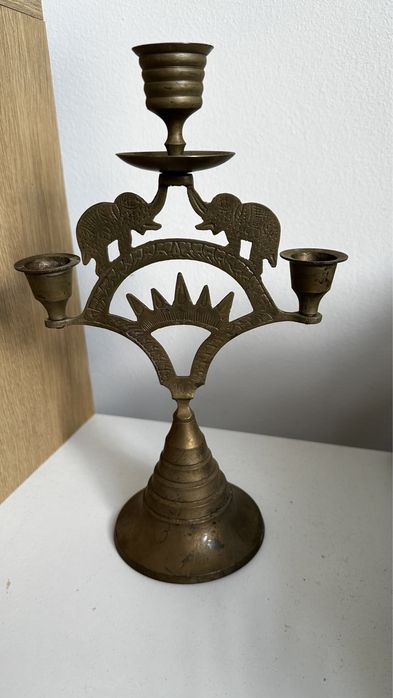 Świecznik mosiężny kandelabr słonie Vintage