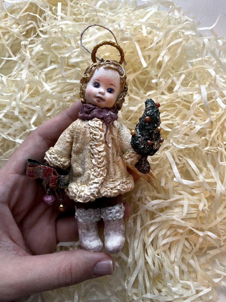 Ватная игрушка кукла новогодний сувенир
