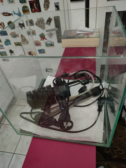 Zestaw Akwarium kostka 25cm, filtr i grzałka