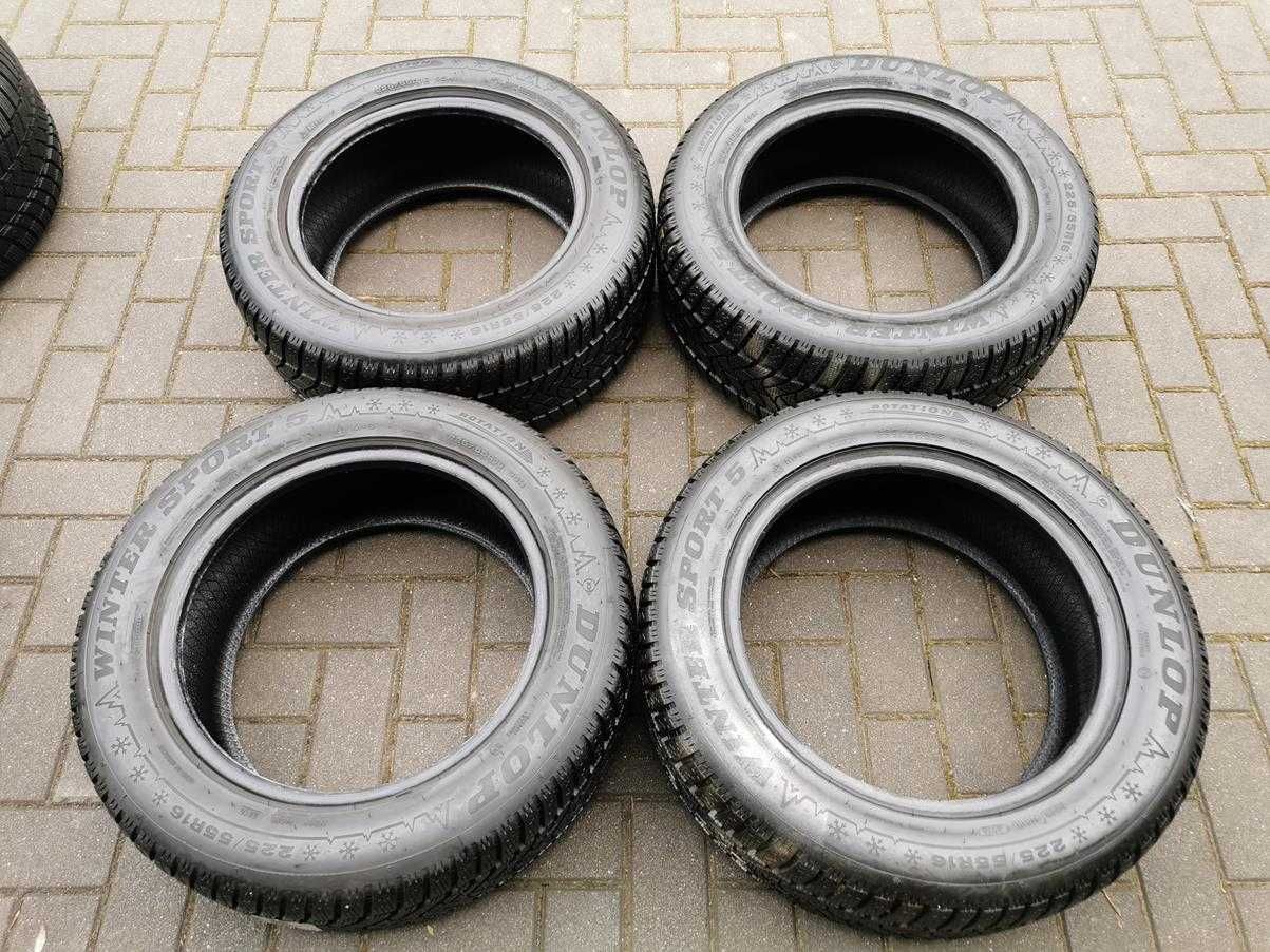 225/55 95H R16 DUNLOP Winter Sport5 8mm Opony ZIMOWE jak NOWE 4szt