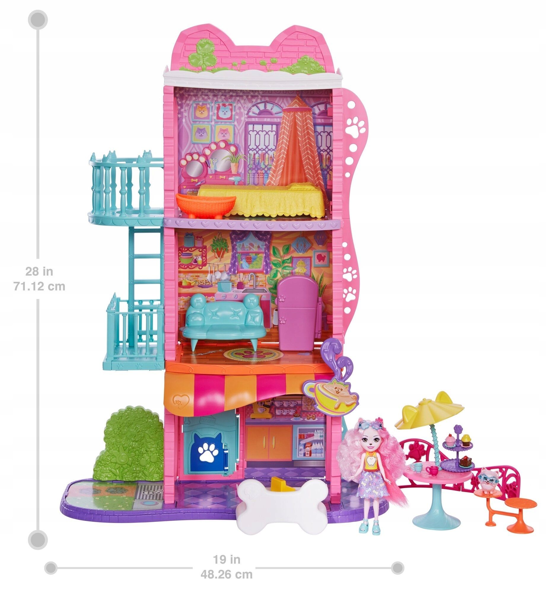 lalka enchantimals miejski domek z kawiarenką 70 cm