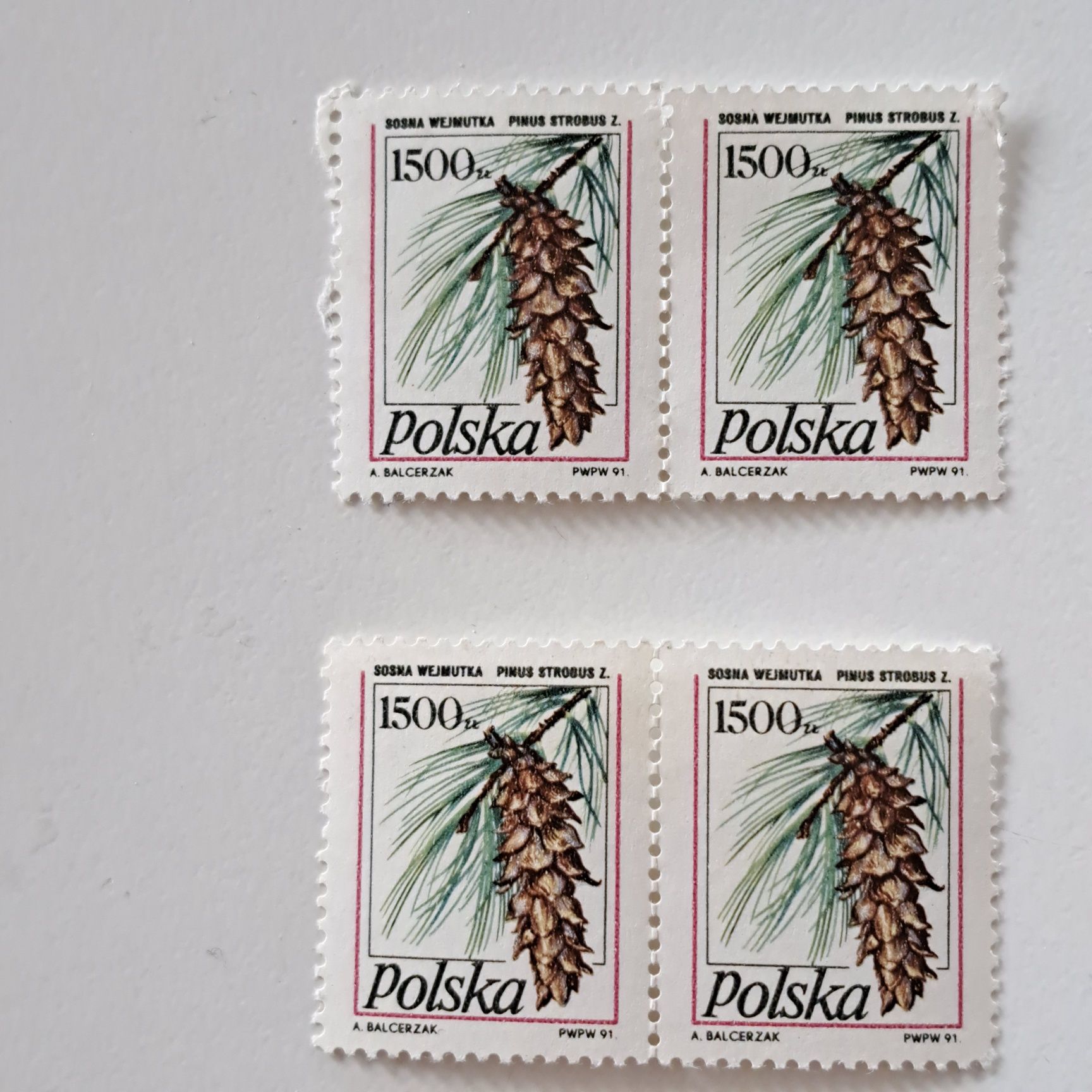 Zestaw 7 znaczków Polska PRL/1990 – Orzeł Biały, flora. Auk.2