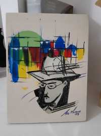 Quadro original e único de autor , tema: "Fernando Pessoa " 40cm/30cm
