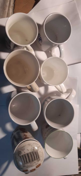 zestaw 8 kubków różne dekoracyjne i firmowe