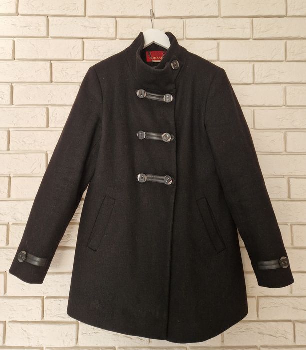 Damski płaszcz czarny klasyczny wełniany 4XL