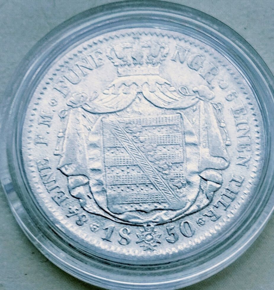 Saksonia 1/6 Talara 1850 r Fryderyk August srebro rzadka