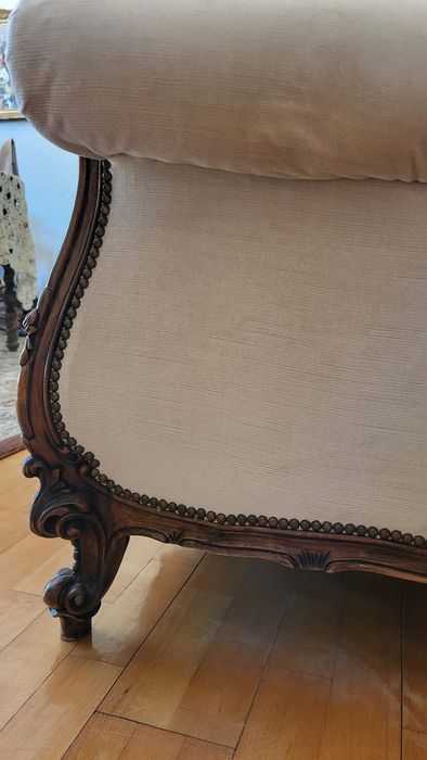Sofa i fotele barok ludwik klasyczny wypoczynek kremowy drewno antyk