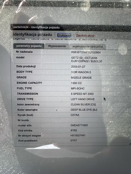 Hyundai getz 2005 1,3 zderzak maska lampa lusterko alufelgi na czesci