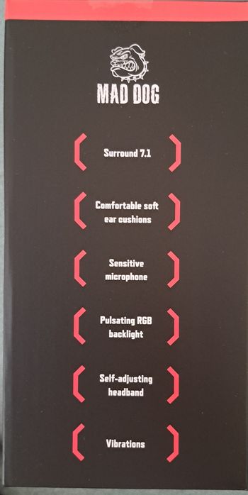 Słuchawki Gamingowe MAD DOG GH705 Nauszne z Mic  Nowe Na Gwarancji USB