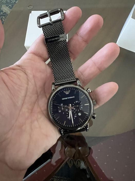 Relogio Armani prateado e azul - Novo