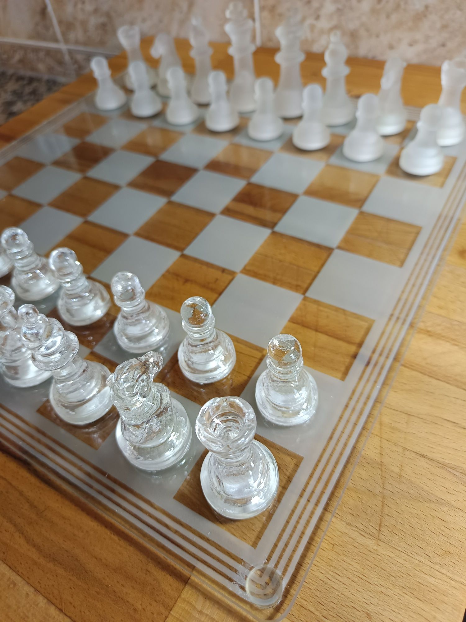 Jogo de xadrez em vidro