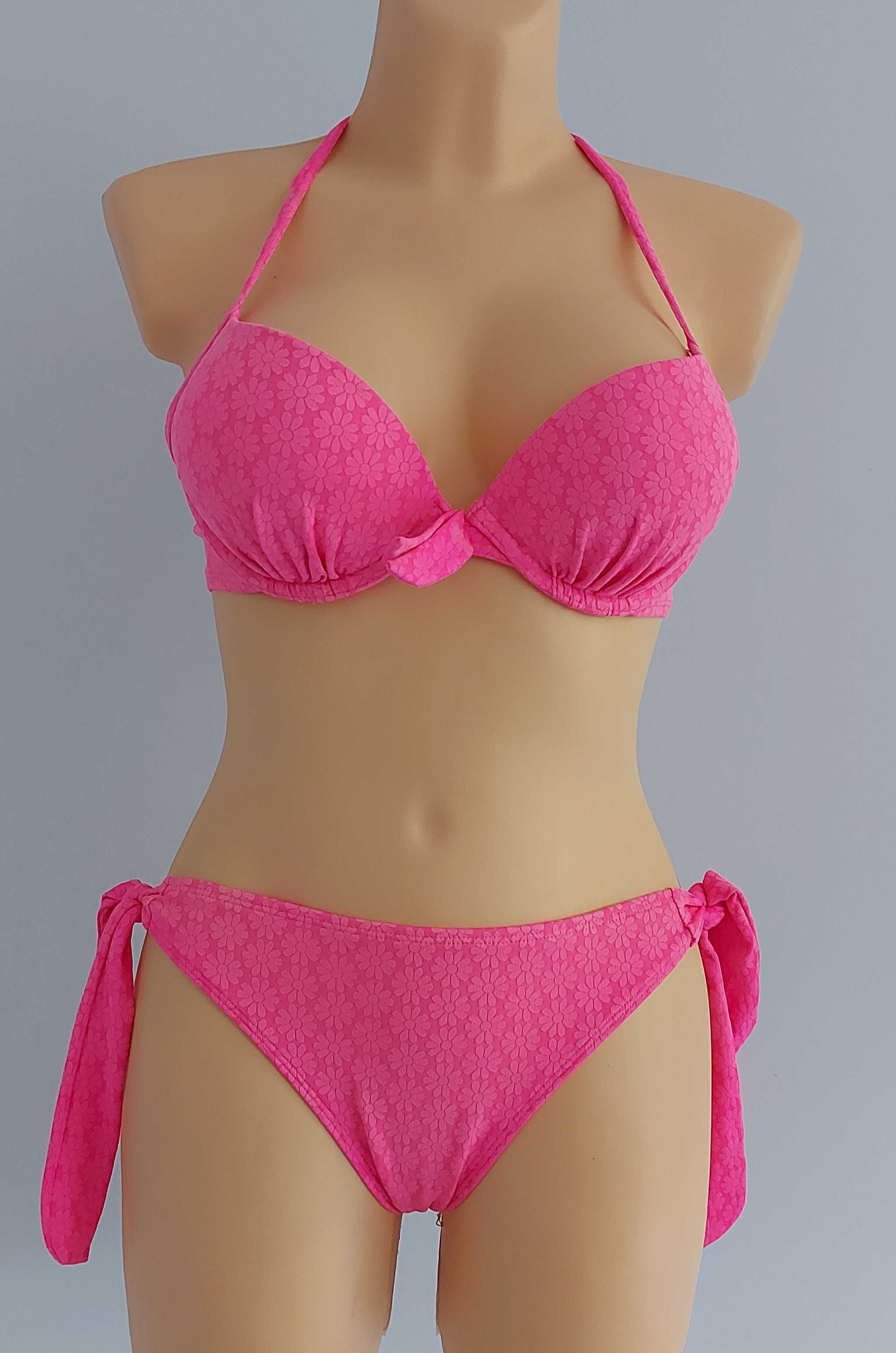 Strój kąpielowy dwuczęściowy neonowe bikini push up 38 M 10 75A